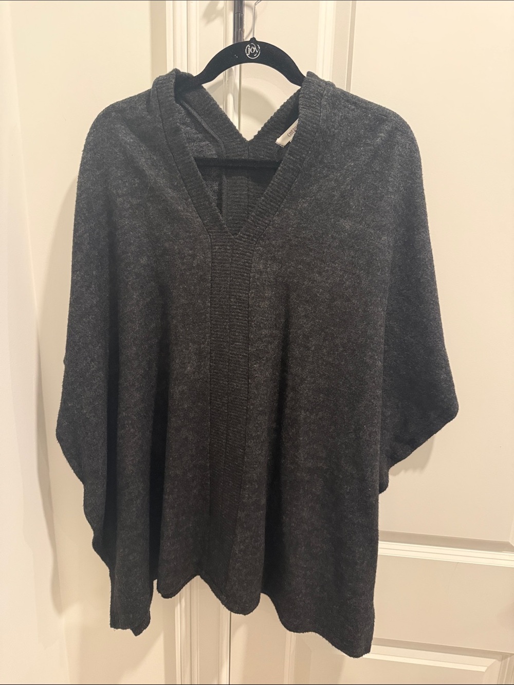 Cherish Charcoal V-Neck Knit Tunic Poncho